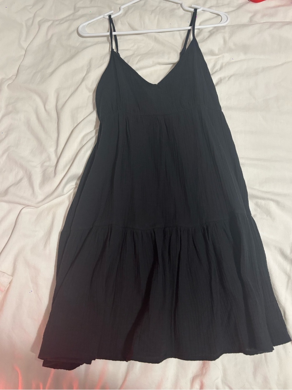 Ardene Black V-Neck Tiered Spaghetti Strap Mini Dress